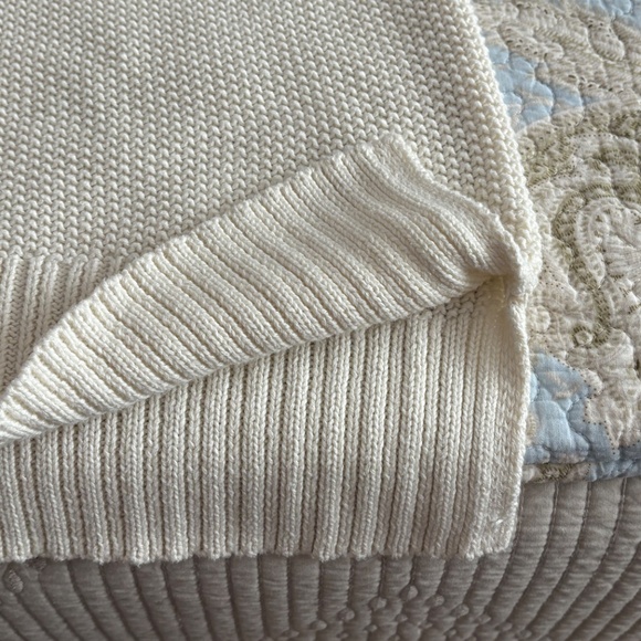 Ivory Lucky Brand Cotton-Blend Pullover V-Neck Sweater - Picture 6 of 8